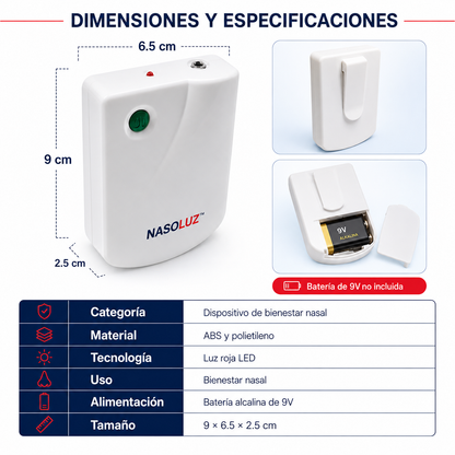 NasoLuz – Dispositivo de Bienestar Nasal con Luz Roja 👃🔴
