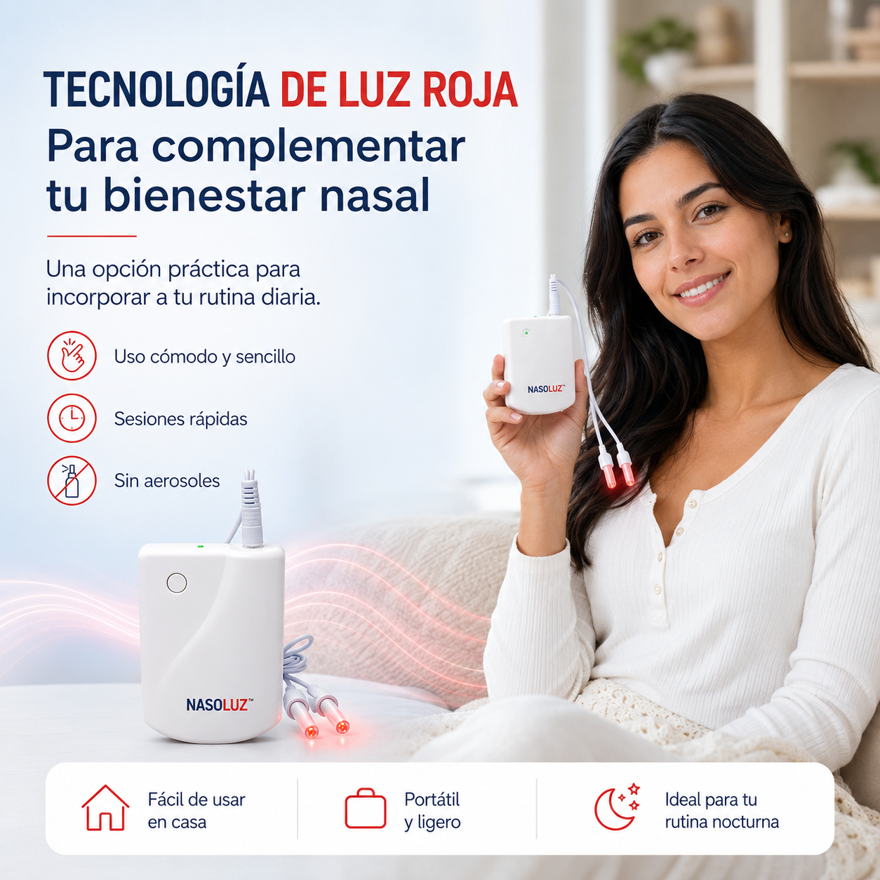 NasoLuz – Dispositivo de Bienestar Nasal con Luz Roja 👃🔴